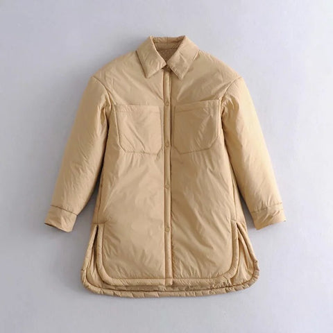 2023 Vintage Loose Shirt Jacket Women Winter Coat Casual Button Baseball Bomber Jacket Korean ZA Coats and Loose Light Parka
