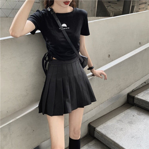Sonicelife 2023 summer high waist anti-failure pleated skirt playful white age reduction skirt female casual college style clothes