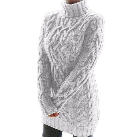 Sonicelife hoco dresses Women's Turtleneck  Skinny Mini Knitted  Sweaters Autumn Winter Woman Long Dresses Oversize with Throat Female Sweater Dress