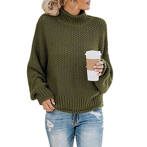 Sonicelife Women's Sweaters Long Sleeve Turtleneck Jumper Casual Knitted Sweater Oversize Female 2023 Autumn Winter Warm Pulovers for Women