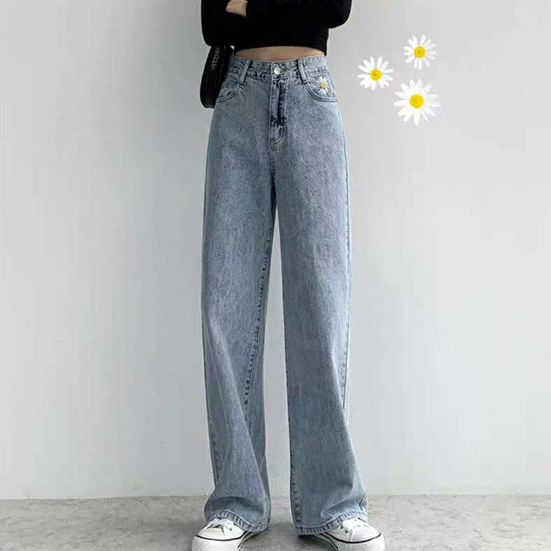 Sonicelife Woman Jeans High Waist Clothes Wide Leg Denim Clothing Streetwear Vintage Quality 2020 Summer Fashion Harajuku loose Pants