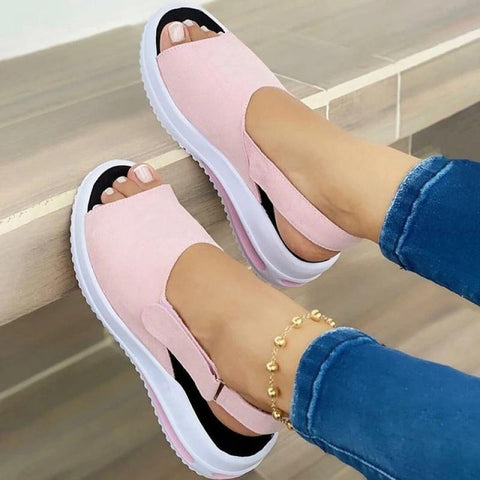 Back to school outfit Sonicelife  Women Sneakers Vulcanize Shoes Casual Platform Shoes 2022 Thick Bottom Female Comfortable Zipper Shallow Lady Wedges Sandals