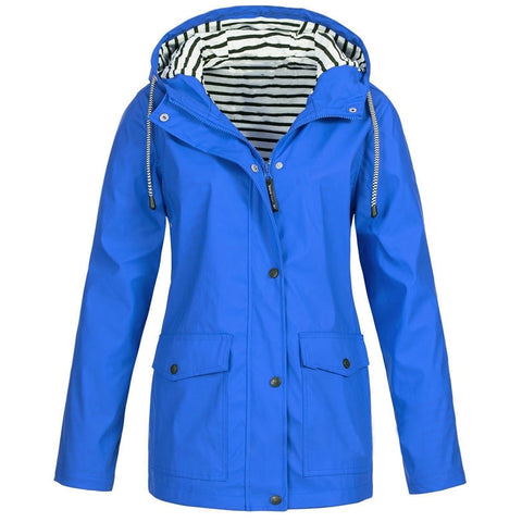 Sonicelife  Women Autumn Winter Waterproof Jacket Coats False Two Piece Zipper Single Breasted Solid Casual Hooded Trench Jackets