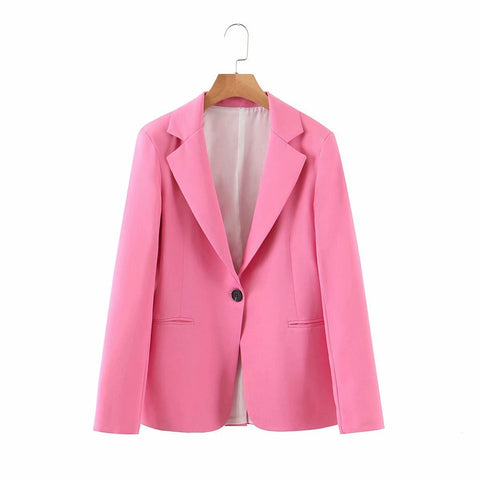 2023 Spring Autumn Purple Pink 2 Piece Set Women Single Button Office Lady Blazer Jacket Tops+Zipper Pants Suit Female Trousers