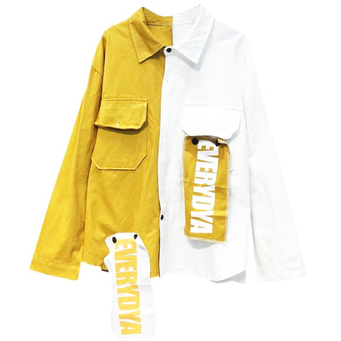 Sonicelife Harajuku Oversize Patchwork Jacket Women 2023 Spring Autumn New Arrival Outwear Coat Hip Hop Streetwear Loose BF Style Jackets