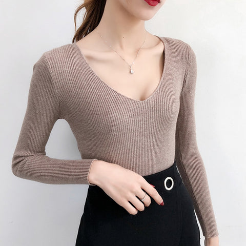 Christmas Gift AOSSVIAO Women Sweaters And Pullovers 2023 Autumn Winter Knitted Warm Women Jumper Slim Stretch Sweater Female Pink Pull Femme