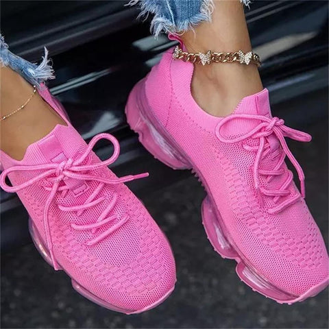 Back to school outfit Sonicelife  Women Breathable Sneakers 2023 Autumn New Color Matching Mesh Lace Up Ladies Casual Shoes Outdoor Flat Sport Vulcanized Shoes
