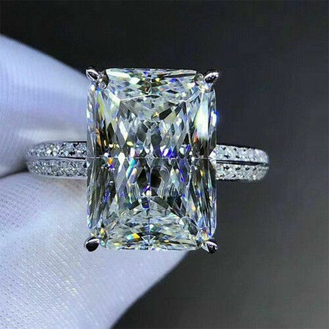 New Fashion Big Square Crystal Stone Women Wedding Bridal Ring Luxury Engagement Party Anniversary Best Gift Large Rings