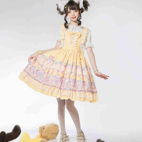 Sonicelife Japanese Sweet Kawaii Jsk Lolita Rabbit Sweet Tea Party Dress Summer Sleeveless Bow Lace Princess Tea Party Dresses