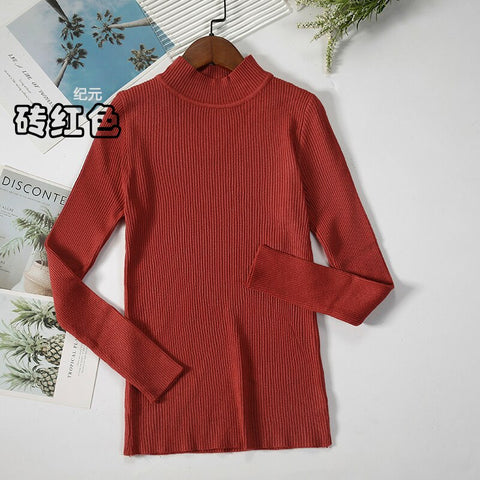 2023 New-coming Autumn Winter Tops Basic Turtleneck Pullovers Sweaters Primer Long Sleeve Short Korean Slim-fit tight Sweater