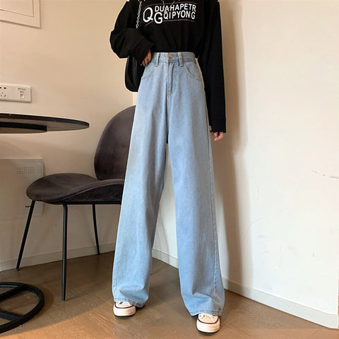 Woman Jeans High Waist Clothes Wide Leg Denim Clothing Blue Streetwear Vintage Quality 2020 Fashion Harajuku Straight Pants
