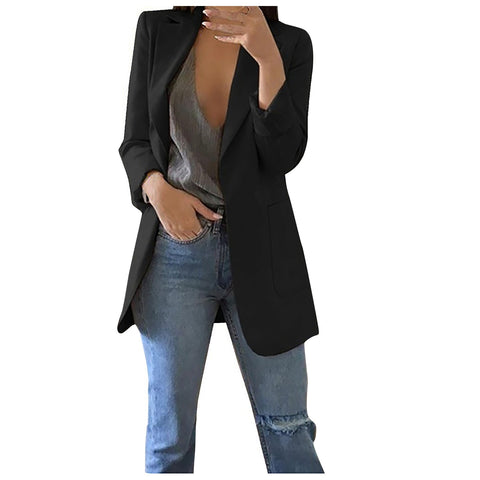 2023 New Office Women Blazers Casual Long Sleeve Solid Formal Work Suit Fashion Ladies Jackets Slim Coat Open Front Cardigan
