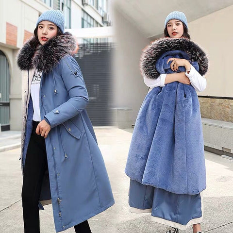 Sonicelife Fashion Long Detachable Lamb Hair Liner Parker Cotton Jacket Coat New Warm Women's Winter Jackets Big Faux Fur Coats Parkas