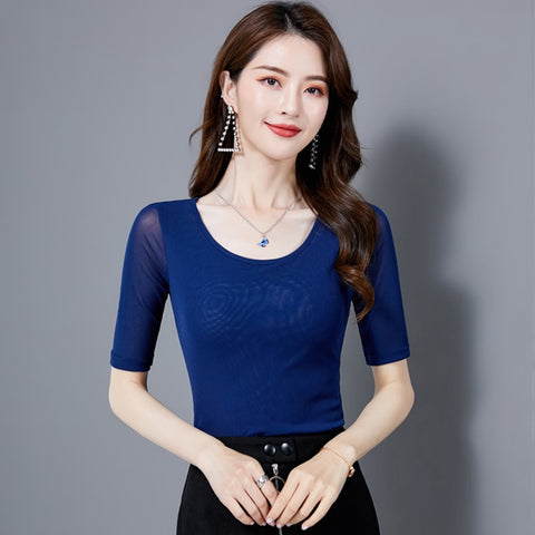 Summer Half Sleeve Women's Korean Casual Blusas Femininas O-Neck Blouse Summer Shirts 2023 Women Blouses Shirt Plus Size 3XL
