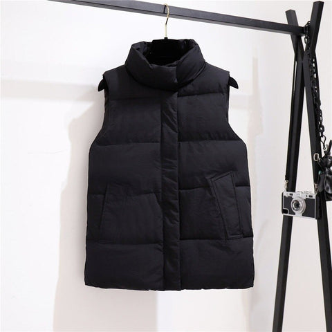 Sonicelife Women's Warm Vest Sleeveless Jacket Women Autumn Winter Korean Fashion Solid Zipper Female Vests Cotton Padded Oversize Vest