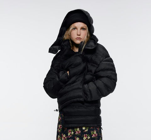 2023 Winter Women Oversize Vintage Black Hooded Parkas Coat Casual Pockets Cotton Jacket Outwear Loose Long Overcoats Female