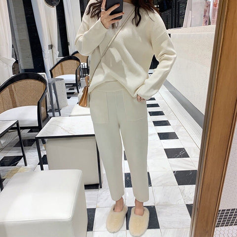 Tracksuits for women Autumn Winter knitted Long Sleeve Sweatshirt And Sweatpants Set Female Casual 2 piece sets womens outfits