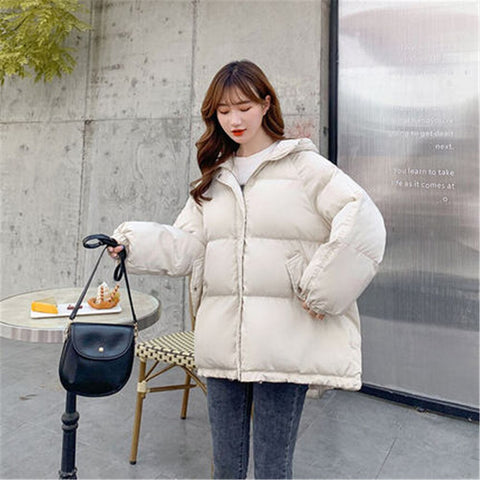 Sonicelife New Short Winter Jacket Women Warm Hooded Down Cotton Jacket Parkas Female Casual Loose Outwear Korean Cotton-padded Winter Coat