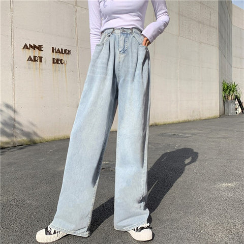 Woman Jeans High Waist Clothes Wide Leg Denim Clothing Blue Streetwear Vintage Quality 2020 Fashion Harajuku Straight Pants
