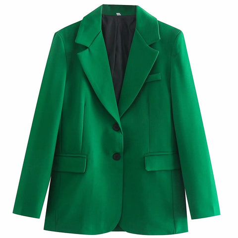 BlingBlingee Sping Autumn Fashion Single Breasted Long Sleeve Women Suit Jacket Office Lady Casual Blazers Female Green Coats
