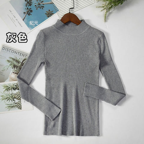 2023 New-coming Autumn Winter Tops Basic Turtleneck Pullovers Sweaters Primer Long Sleeve Short Korean Slim-fit tight Sweater