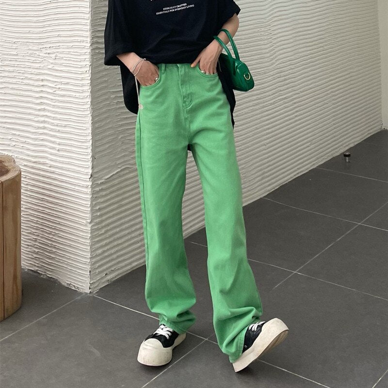 Sonicelife Woman Jeans High Waist Clothes Wide Leg Denim Clothing Blue Streetwear Vintage Quality 2024 Fashion Harajuku Straight Pants