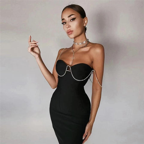 Sonicelife hoco dresses New Summer Diamonds Sheath Bandage Dress Women's Sleeveless Strapless Mini Ladies Clothes Celebrity Party Club Vestidos Fashion