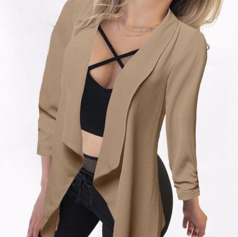 Sale Summer Autumn Women Blazer open front coat and jacket Fashion Slim long Sleeve Elegant Suit Jacket Office Women Blazer D30