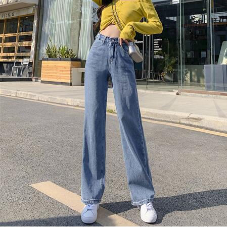 Sonicelife Woman Jeans High Waist Clothes Wide Leg Denim Clothing Blue Streetwear Vintage Quality 2020 Fashion Harajuku Straight Pants