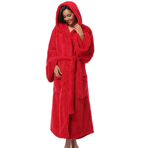 Sale Women Warm Long Robe Bandage Kimono Bathrobe Thicken Coral Bath Thermal  Nightgowns Negligee Winter Female Loungewear D30