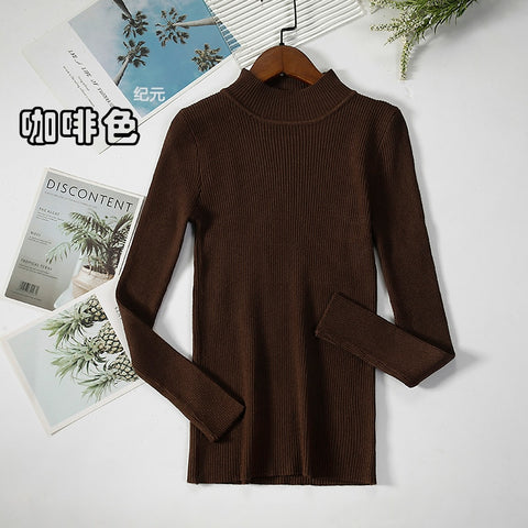 2023 New-coming Autumn Winter Tops Basic Turtleneck Pullovers Sweaters Primer Long Sleeve Short Korean Slim-fit tight Sweater