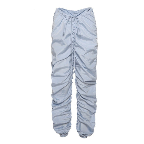 Sonicelife Stacked Mid Waist Harem Pants Women Hipster Casual Lace Up Hip Hop Jogger Fitness Trousers Autumn Street Sweatpants
