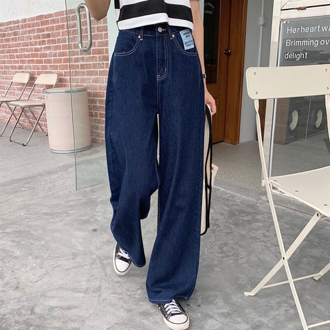 Woman Jeans Clothes High Waisted 2020 Summer Streetwear Baggy Wide Leg Vintage Fashion Stretch Blue Harajuku Straight Pants