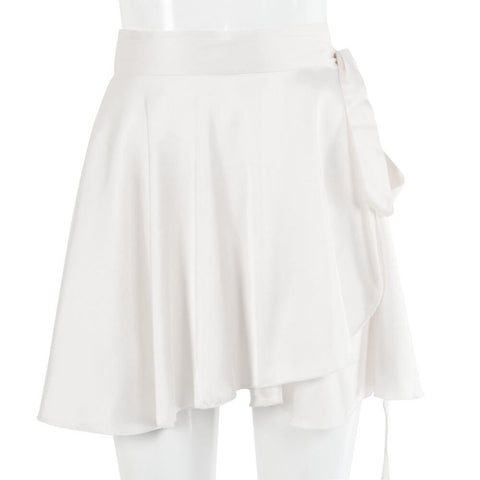 Women Summer Mini  Satin Skirt Pleated Grils Y2k Skirts 2023 White Black One Piece High Waist Elegant Lace-up Sprots Tennis