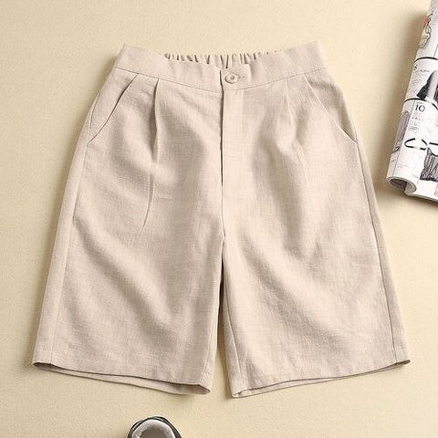 Sonicelife Cotton and Linen Casual Shorts Women's Plus Size Thin Loose All-match Wide-leg Pants Summer New Style Korean High-waist Shorts