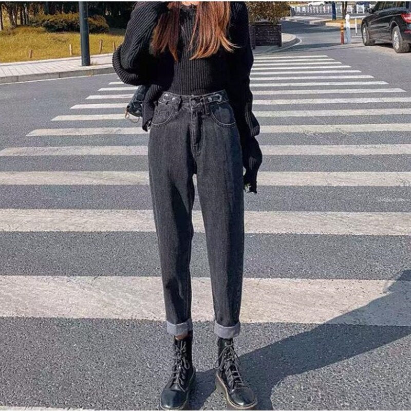 Sonicelife Woman Jeans High Waist Clothes Wide Leg Denim Clothing Blue Streetwear Vintage Quality 2024 Fashion Harajuku Straight Pants