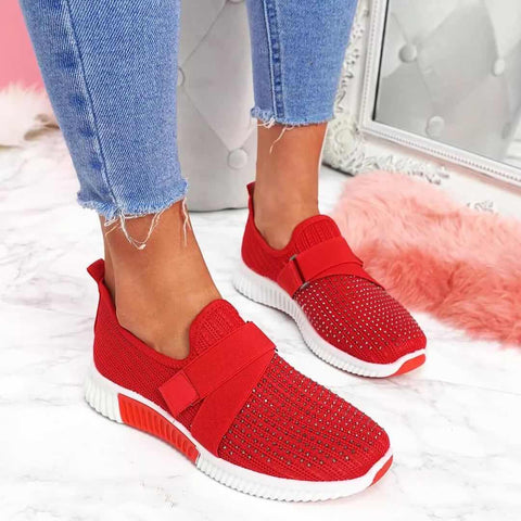 Back to school outfit Sonicelife  Sneakers Women Shoes Spring Female Shoes Crystal Solid Mesh Sneakers Flats Fashion Ladies Sport Shoes Light Vulcanized Shoes