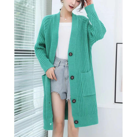 Sonicelife Jacket Women Sweater Coat Thicken Warm Loose Long Cardigan Lady Casual Elegant Knitwear Outerwear Solid Knitted Sweater Coats