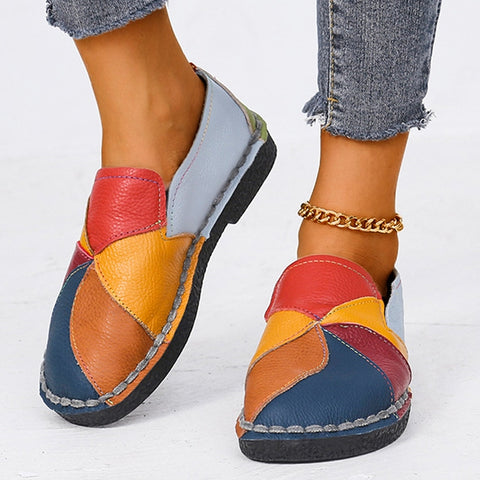 Sonicelife Women Genuine Leather Flats Ballet Shoes Cut Out Leather Breathable Moccasins Women Boat Shoes Ballerina Ladies Casual Shoes