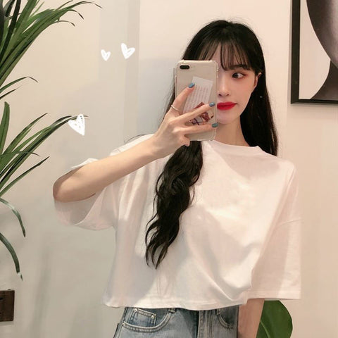 2023 Summer T Shirt Harajuku Korean Style Loose T-shirts Cute Kawaii Bear Printed Couple Tops Women Girls Short Sleeve Clothes