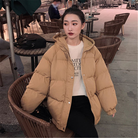 Sonicelife New Short Winter Jacket Women Warm Hooded Down Cotton Jacket Parkas Female Casual Loose Outwear Korean Cotton-padded Winter Coat