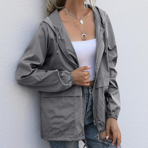 Jackets For Women 2023 Hooded Windproof Female Basic Zipper Coat Womens Clothing Solid Color Long Sleeve Casual Cardigan Hoodie