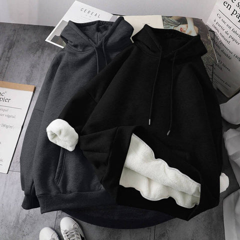 2023 Women's Hoodies  Korean Black Hooded Cotton Pullover Casual Long-Sleeved Solid Color Harajuku Sweatshirt Clothes Sudaderas