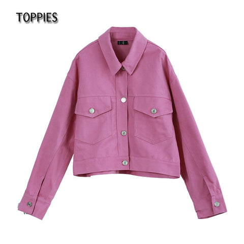 Sonicelife Toppies 2024New Women Jackets 100% cotton coat Solid color turn down collar jacket for female