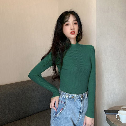 Ladies Sweater Winter All-match Women's Jumper Knitted Sweater Long Sleeve Round Neck Bottoming Shirt Women's Clothing 2023