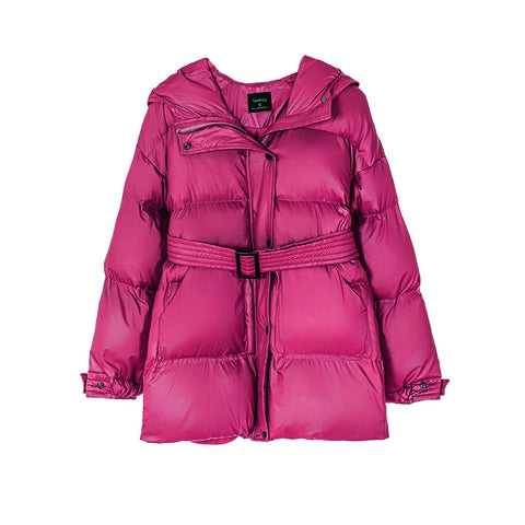 Sonicelife Toppies Winter Hooded Puffer Jacket Coat Women Parkas belt jacket oversized outwear women clothing 2023