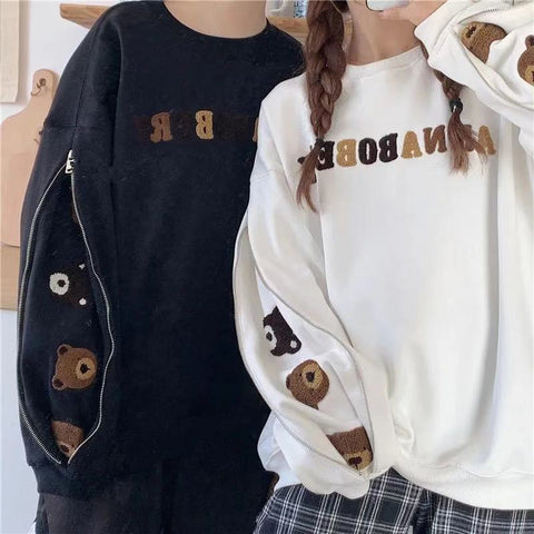 Sonicelife Embroidery Oversized Pullover Women Couple Harajuku Hoodies Winter Fleece Long Sleeve Sweatshirts Loose Casual Jacket Warm Tops