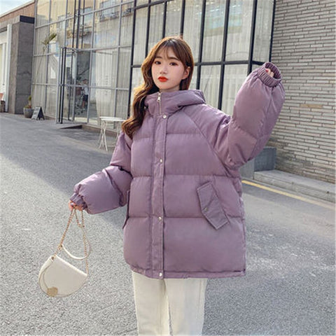 Sonicelife New Short Winter Jacket Women Warm Hooded Down Cotton Jacket Parkas Female Casual Loose Outwear Korean Cotton-padded Winter Coat