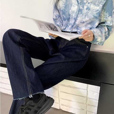 Woman Jeans High Waist Clothes Wide Leg Denim Clothing Blue Streetwear Vintage Quality 2020 Fall Fashion Harajuku Straight Pants