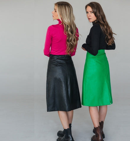 Sonicelife  2023 New Women's PU Leather Skirt Solid High Waist A-line Skirts Casual Fashion Elegant Leather faldas saia